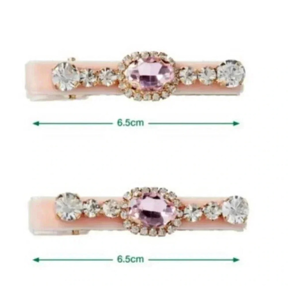 Wicked Velvet Salon Clips With Stones Glinda Pink by Scunci NWT set of 2 - Picture 2 of 4